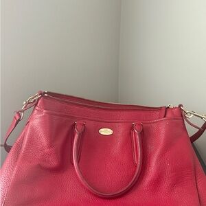 Coach Red Leather Tote with Gold Accents (used)